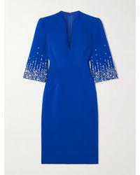 Jenny Packham - Midikleid Aus Cady Mit Verzierungen - Lyst