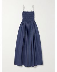 Matteau - Shirred Organic Cotton Midi Dress - Lyst