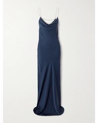 Rabanne - Chain-Embellished Draped Satin Maxi Dress - Lyst