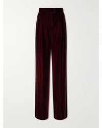 Valentino Garavani - Pleated Velvet Wide-Leg Pants - Lyst