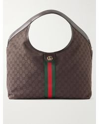 Gucci Giglio Leather-Trimmed Canvas-Jacquard Tote in Grey | Lyst UK