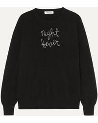 Lingua Franca Night Fever Embellished Embroidered Cashmere Jumper - Black