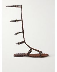 Gianvito Rossi - Whipstitched Leather-Trimmed Suede Sandals - Lyst