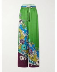 ALÉMAIS - Nanci Floral-Print Silk-Satn Wide-Leg Pants - Lyst