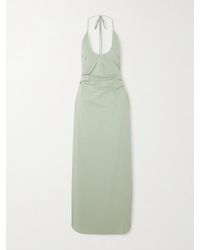 SIR. - Martina Gathered Cotton-Poplin Halterneck Maxi Dress - Lyst