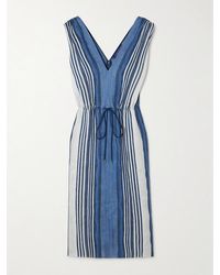 Ralph Lauren - Pammela Striped Linen And Silk-Blend Midi Dress - Lyst