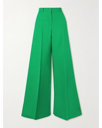 Valentino Garavani - Pleated Wool And Silk-Blend Crepe Wide-Leg Pants - Lyst