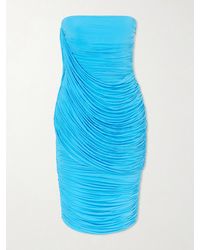 Alex Perry - Strapless Ruched Draped Stretch-Jersey Midi Dress - Lyst