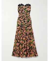 Kika Vargas - Viola Lace-Trimmed Floral-Print Chiffon Midi Dress - Lyst