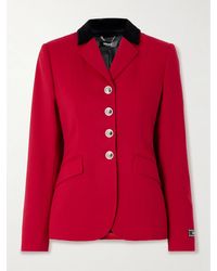 Versace - Cotton Velvet-Trimmed Wool-Blend Grain De Poudre Blazer - Lyst