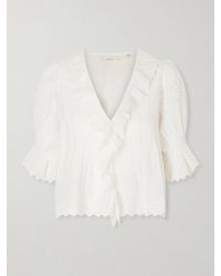 Doen - Henri Ruffled Pintucked Broderie Anglaise Cotton Top - Lyst