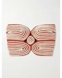 ANDRES OTALORA - Baia Cutout Embroidered Linen Bustier Top - Lyst