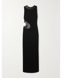 Tom Ford - Cutout Leather-Trimmed Crepe Gown - Lyst