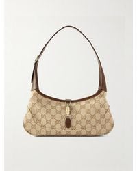 Gucci - Jackie 1961 Slim Small Leather-Trimmed Canvas-Jacquard Shoulder Bag - Lyst