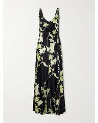 Sportmax - Balia Gathered Printed Satin Maxi Dress - Lyst