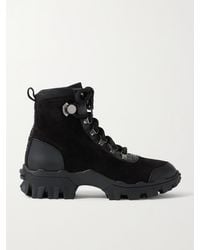 Moncler - Helis Logo-Print Leather-Trimmed Suede Ankle Boots - Lyst