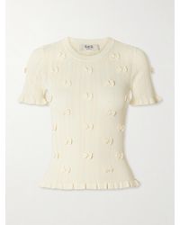 Sea - Alberta Embellished Pointelle-Knit Top - Lyst