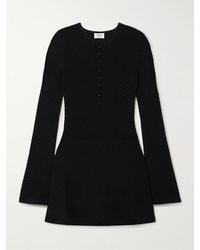 Saint Laurent - Open-Knit Wool-Blend Mini Dress - Lyst