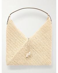 Hunting Season - Origami Small Leather-Trimmed Raffia Tote - Lyst