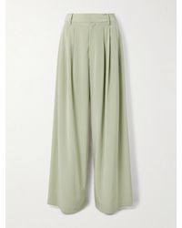 Tibi - Pleated Crepe De Chine Wide-Leg Pants - Lyst