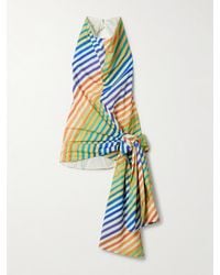 Christopher John Rogers - Crayon Knotted Striped Cotton-Poplin Halterneck Top - Lyst