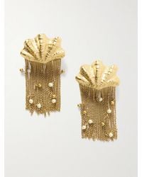 Chloé - Shells Fringed-Tone Faux Pearl Clip Earrings - Lyst