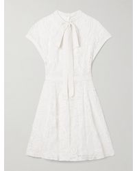 Zuhair Murad - Tie-Detailed Crepe-Trimmed Corded Lace Mini Dress - Lyst