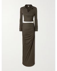 Bottega Veneta - Robe Longue En Jersey Stretch À Fronces, Découpe Et Ornement - Lyst