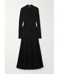 Proenza Schouler Ribbed Silk And Cotton-blend Open-knit Midi Dress - Black