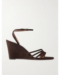 Aquazzura - Latour 85 Sandalen Mit Keilabsatz Aus Veloursleder - Lyst