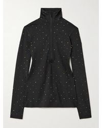 Goldbergh - Éclair Crystal-Embellished Stretch Recycled-Jersey Half-Zip Top - Lyst