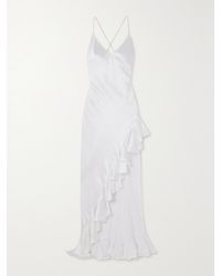 Michael Lo Sordo - Asymmetric Open-Back Ruffled Crystal-Embellished Silk-Satin Gown - Lyst