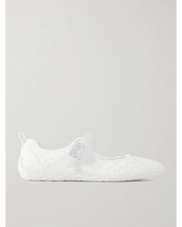 Roger Vivier - Viv Low Buckled Leather And Rubber-Trimmed Twill Ballet Flats - Lyst