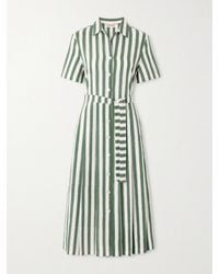 Emporio Sirenuse - Claudia Belted Striped Cotton Midi Dress - Lyst