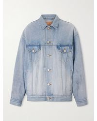 Balenciaga - Oversized Distressed Printed Denim Jacket - Lyst