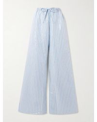 AZ FACTORY - Lutz Huelle Candra Sequined Striped Cotton-Voile Wide-Leg Pants - Lyst
