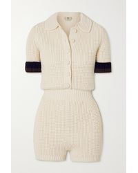 Fendi Striped Knitted Playsuit - White