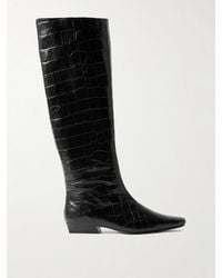 STAUD - Wally Croc-Effect Leather Knee Boots - Lyst