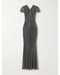 Self-Portrait - Crystal-Embellished Mesh Maxi Dress - Lyst