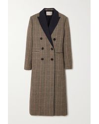 ALEXACHUNG Double-breasted Houndstooth Tweed Coat - Brown