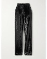 Veronica de Piante - Mick Hose Mit Geradem Bein Aus Crêpe Mit Pailletten - Lyst