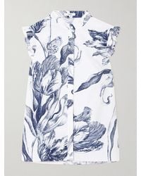 Erdem - Ruffled Floral-Print Cotton-Poplin Blouse - Lyst