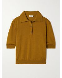 Saint Laurent - Embroidered Wool, Cashmere And Silk-Blend Polo Shirt - Lyst
