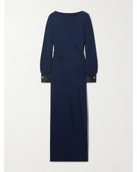 Lanvin - Draped Satin-Trimmed Crepe Maxi Dress - Lyst