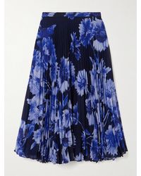 Erdem - Troubridge Floral-Print Pleated Silk-Voile Midi Skirt - Lyst