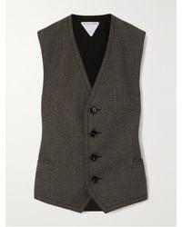 Bottega Veneta - Gilet En Satin Et En Tweed De Laine Pied-De-Poule - Lyst