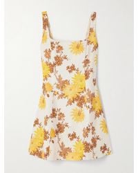 Faithfull the Brand - Felice Minikleid Aus Leinen Mit Blumenprint Und Raffungen - Lyst