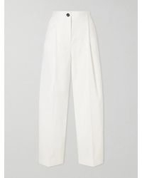 TOTEME - Pleated Cotton Wide-Leg Trousers - Lyst