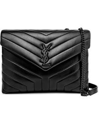 Saint Laurent Loulou Medium Quilted Leather Shoulder Bag in Black - Lyst