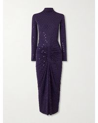 Alaïa - Gathered Crystal-Embellished Jersey Midi Dress - Lyst